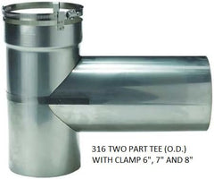 316L Stainless Steel 2-Part Tee OD for All-Fuel Rigid Liners