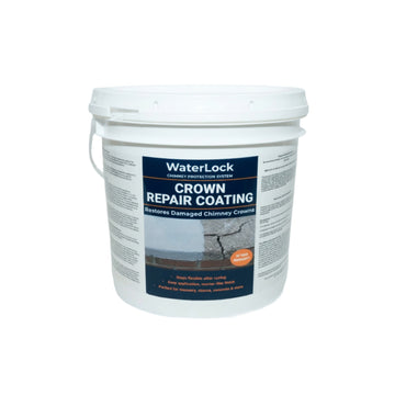 White bucket of WaterLock Crown Repair Coating on a white background
