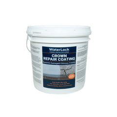 White bucket of WaterLock Crown Repair Coating on a white background