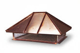 Copper roof cap with diamond pattern on a white background
