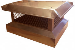 Copper chimney cap with diamond pattern on a white background