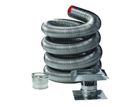 Close-up of FireFlex 316Ti stainless steel chimney liner showing flexible corrugated 7-ply construction.