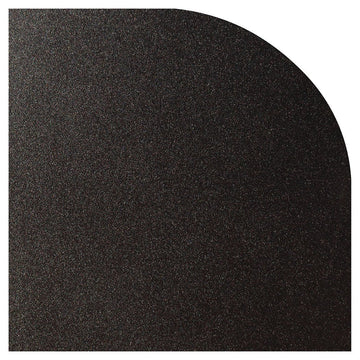 Black textured quarter round corner trim on a white background
