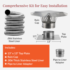 Standard Sizes Basic Kit | FireFlex 316L Stainless Steel Flexible Chimney Liner