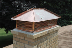 Copper Top Mount Hip and Ridge Multi Flue Hinged Chimney Cap