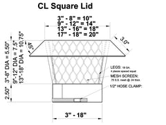 Top Plate Mount - Square Top Single Flue Chimney Rain Cap