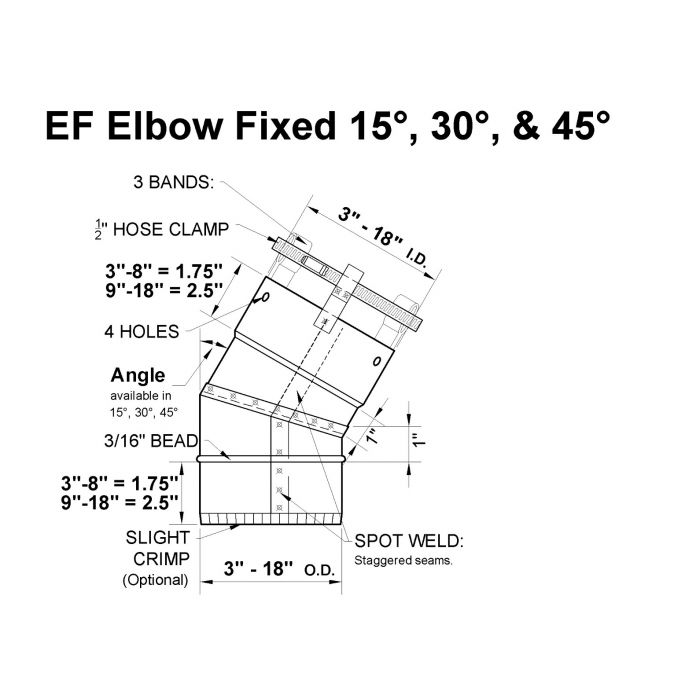 Stove Pipe Elbow, Heavy Duty Fixed, 6 Diameter